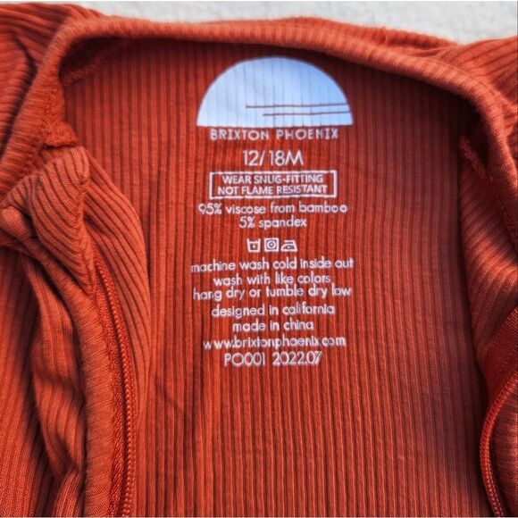 Brixton Phoenix Rust Bamboo Zip Romper 12-18M - Picture 6 of 9